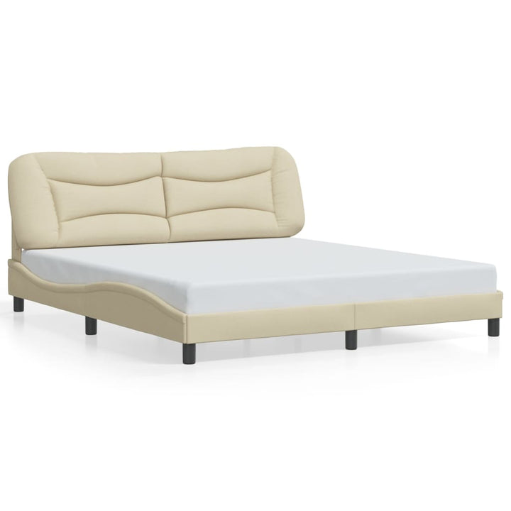 sengeramme med LED uden madras Hvar 180x200 cm stof cremefarvet