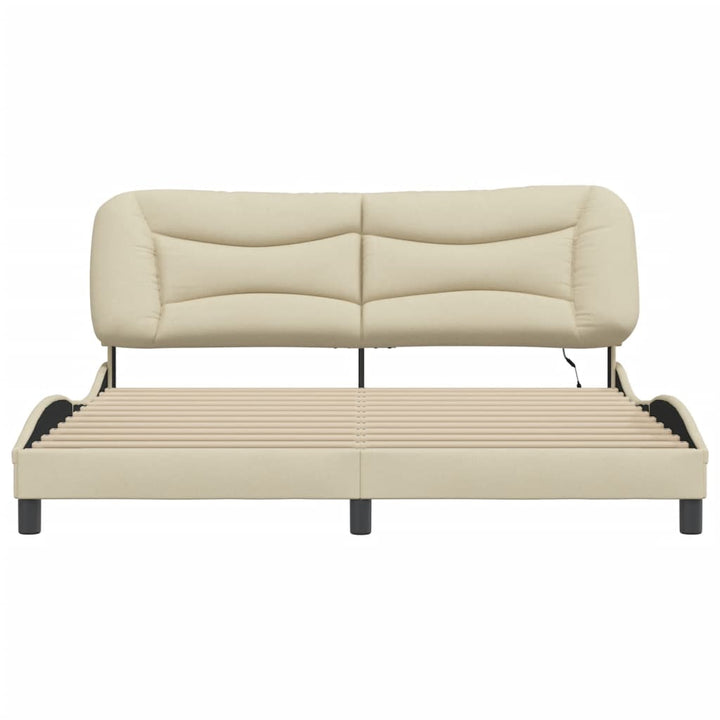 sengeramme med LED uden madras Hvar 180x200 cm stof cremefarvet