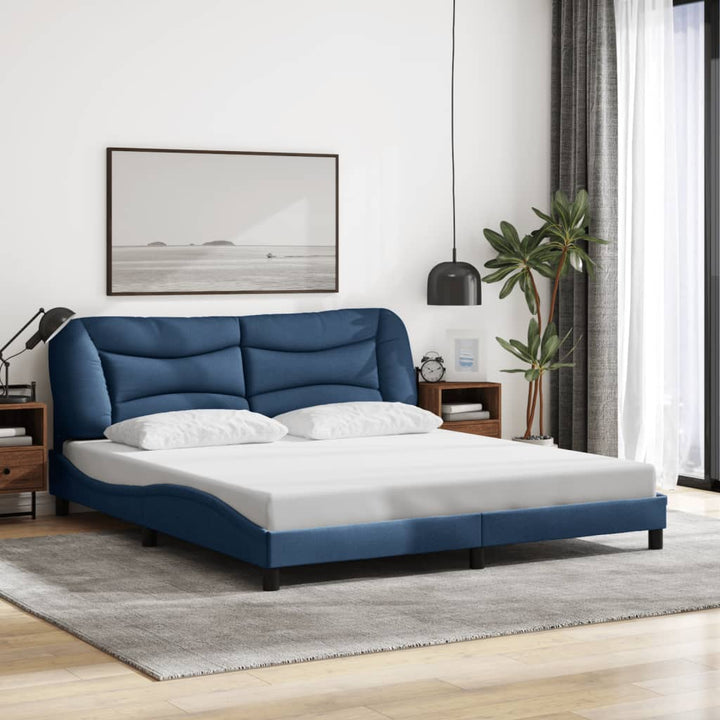sengeramme med LED uden madras Hvar 180x200 cm stof blå