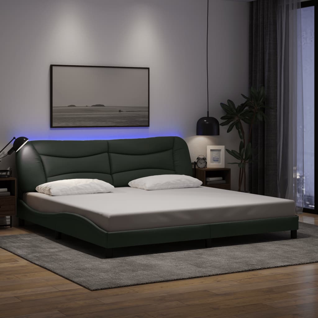 sengeramme med LED uden madras Hvar 200x200 cm stof mørkegrå