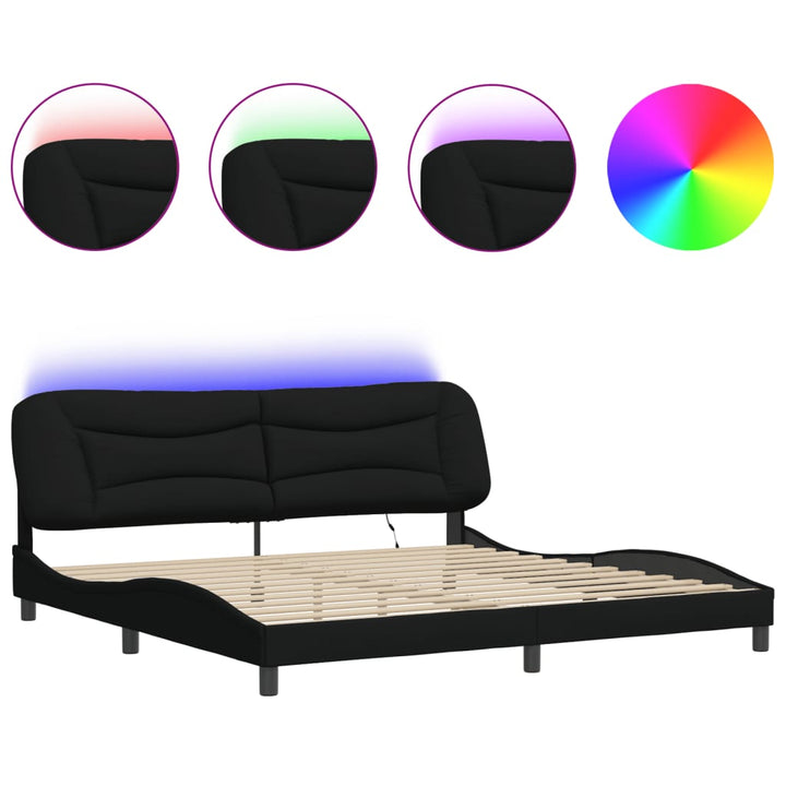 sengeramme med LED uden madras Hvar 200x200 cm stof sort