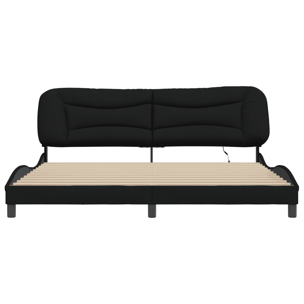 sengeramme med LED uden madras Hvar 200x200 cm stof sort