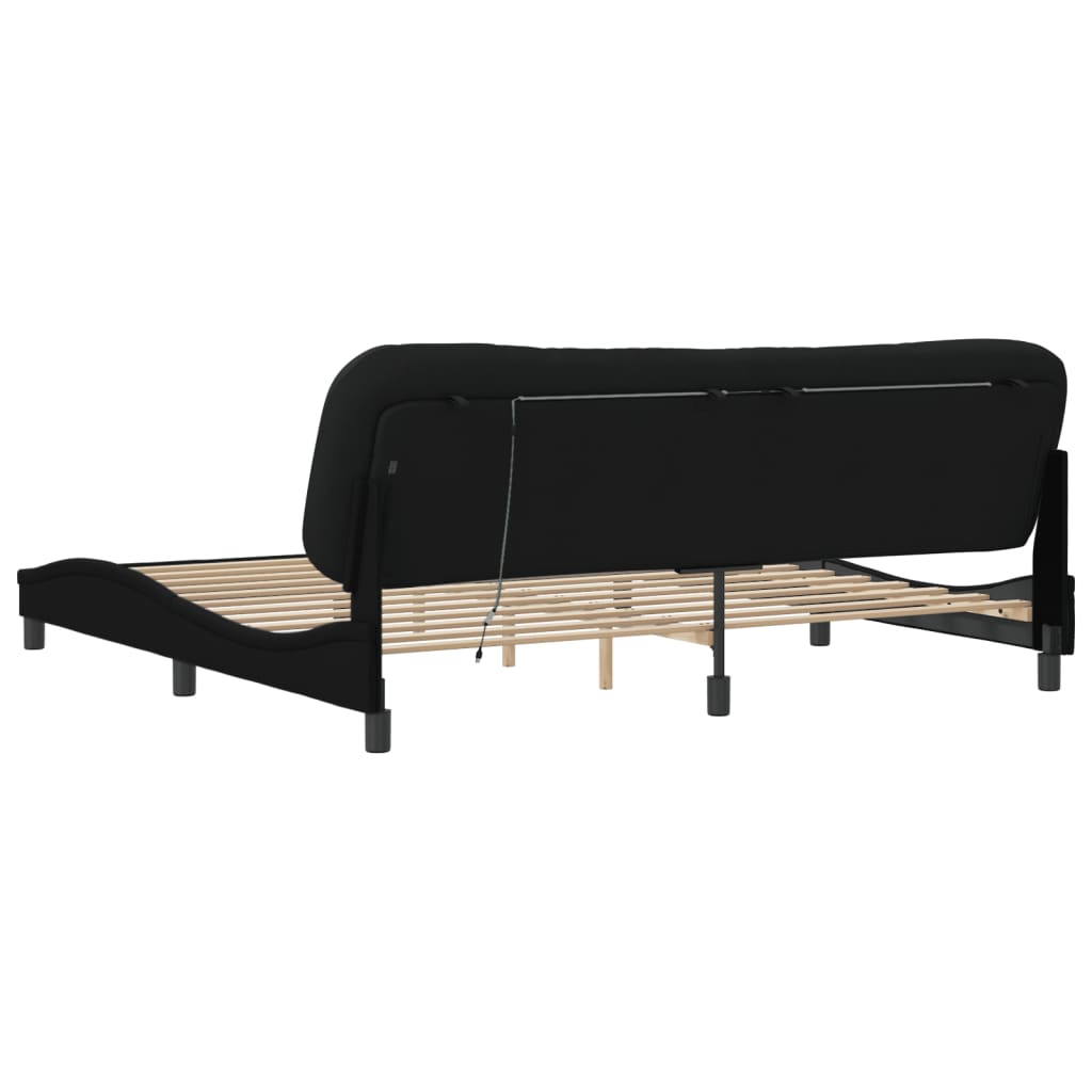 sengeramme med LED uden madras Hvar 200x200 cm stof sort
