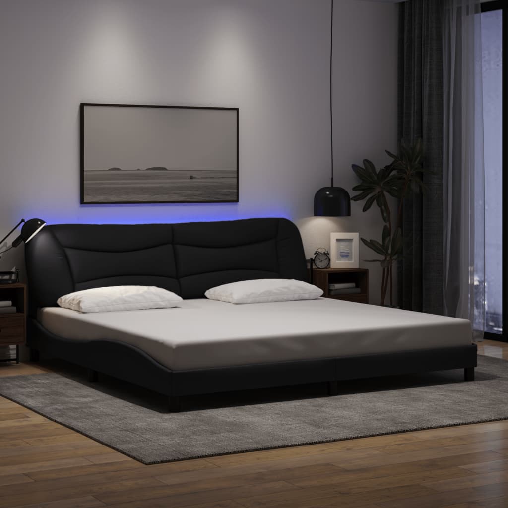 sengeramme med LED uden madras Hvar 200x200 cm stof sort