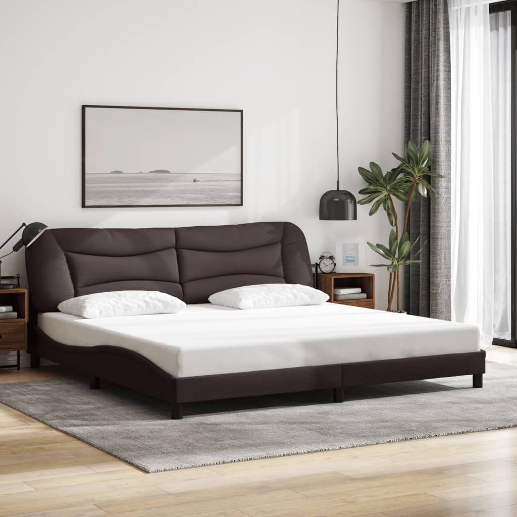 sengeramme med LED uden madras Hvar 200x200 cm stof mørkebrun