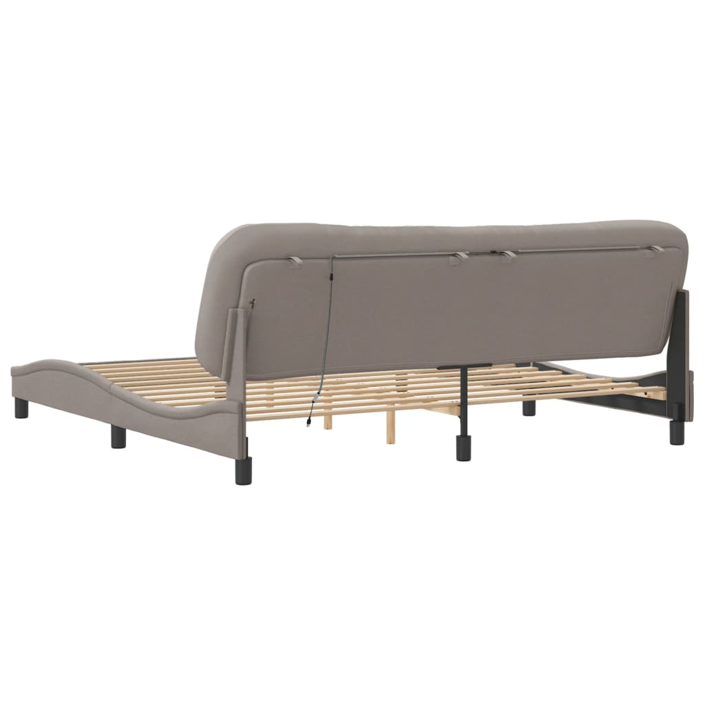 sengeramme med LED uden madras Hvar 200x200 cm stof gråbrun