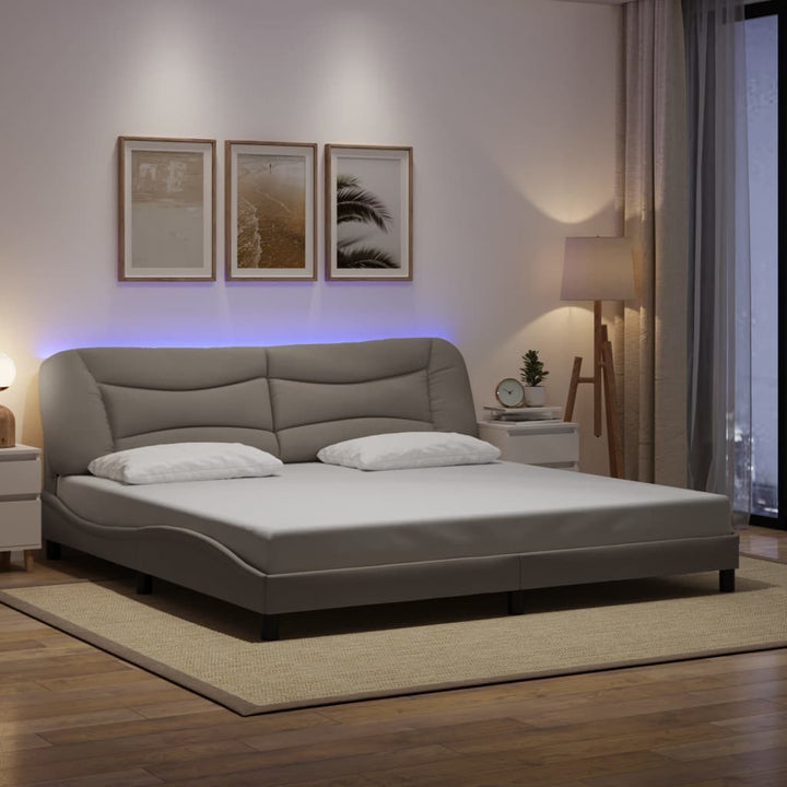 sengeramme med LED uden madras Hvar 200x200 cm stof gråbrun