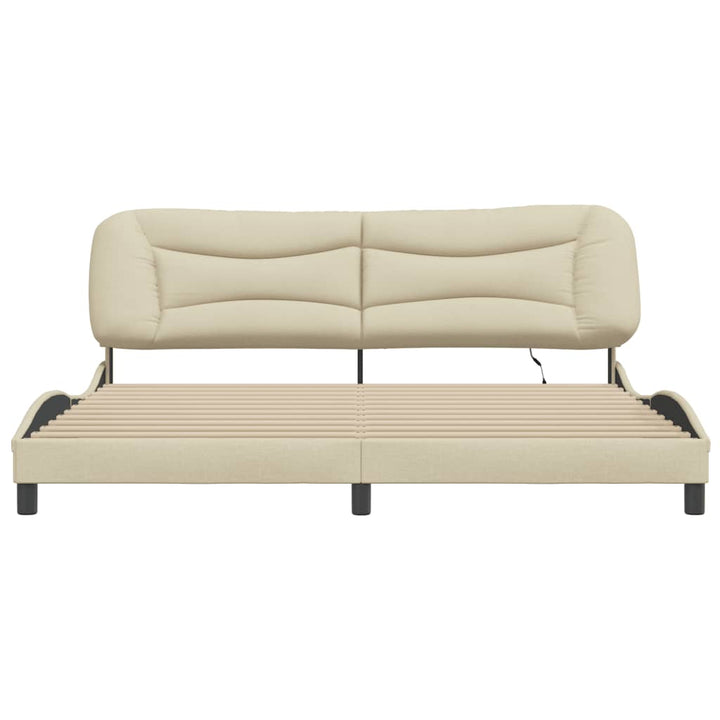 sengeramme med LED uden madras Hvar 200x200 cm stof cremefarvet