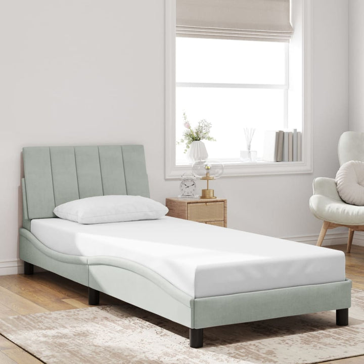 sengeramme med LED uden madras Hanko 80x200 cm velour lysegrå