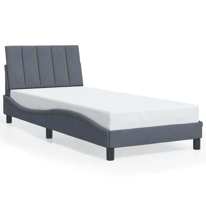 sengeramme med LED uden madras Hanko 80x200 cm velour mørkegrå
