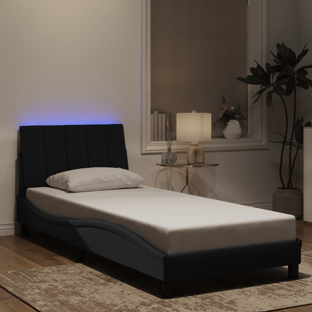 sengeramme med LED uden madras Hanko 80x200 cm velour sort