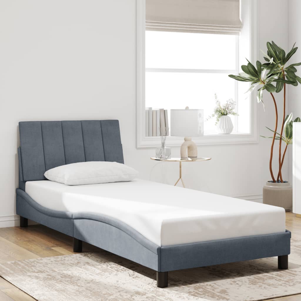 sengeramme med LED uden madras Hanko 90x190 cm velour mørkegrå