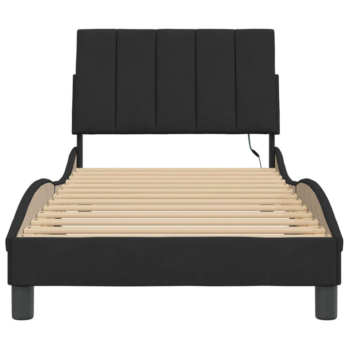 sengeramme med LED uden madras Hanko 90x190 cm velour sort