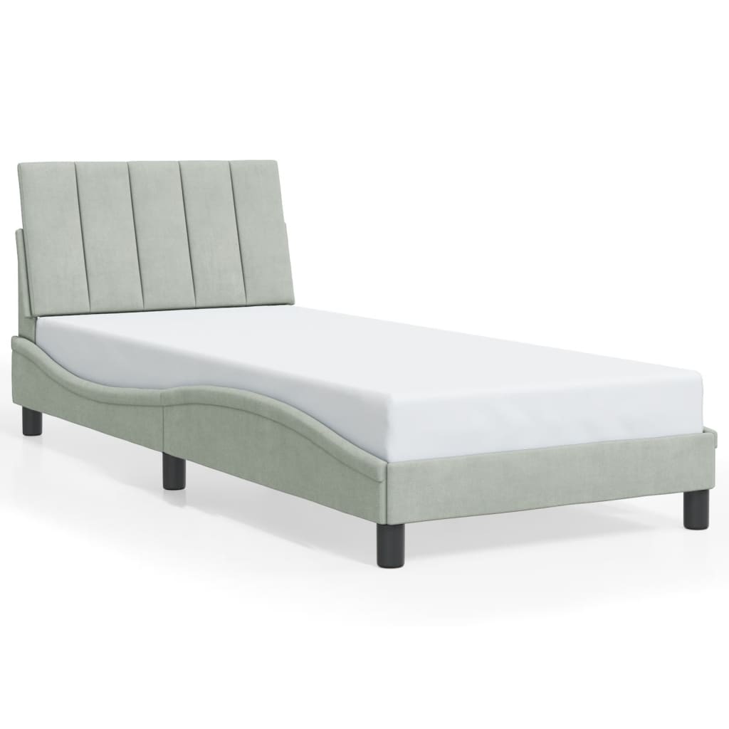 sengeramme med LED uden madras Hanko 90x200 cm velour lysegrå