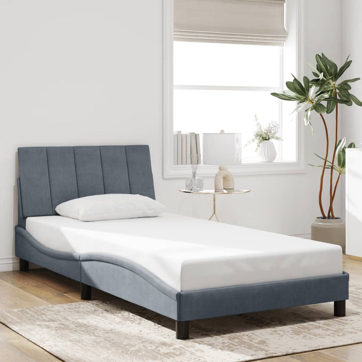 sengeramme med LED uden madras Hanko 100x200 cm velour mørkegrå