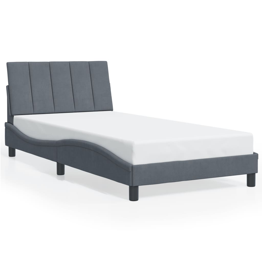 sengeramme med LED uden madras Hanko 100x200 cm velour mørkegrå