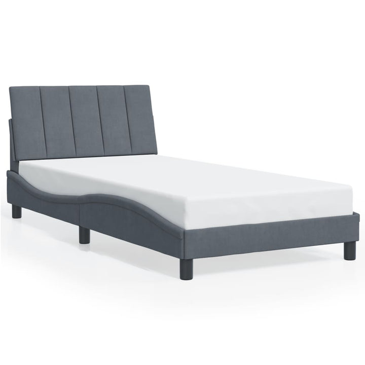 sengeramme med LED uden madras Hanko 100x200 cm velour mørkegrå