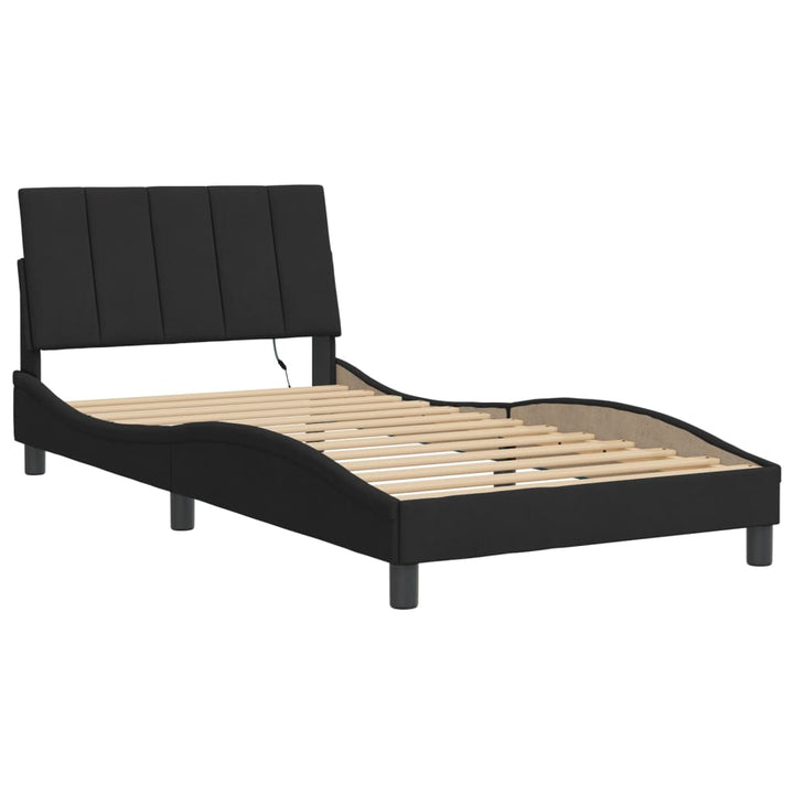 sengeramme med LED uden madras Hanko 100x200 cm velour sort