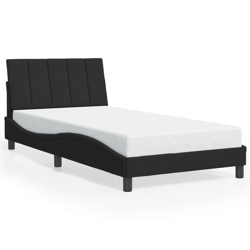 sengeramme med LED uden madras Hanko 100x200 cm velour sort