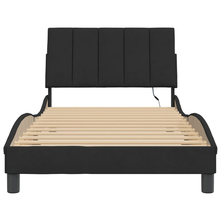 sengeramme med LED uden madras Hanko 100x200 cm velour sort