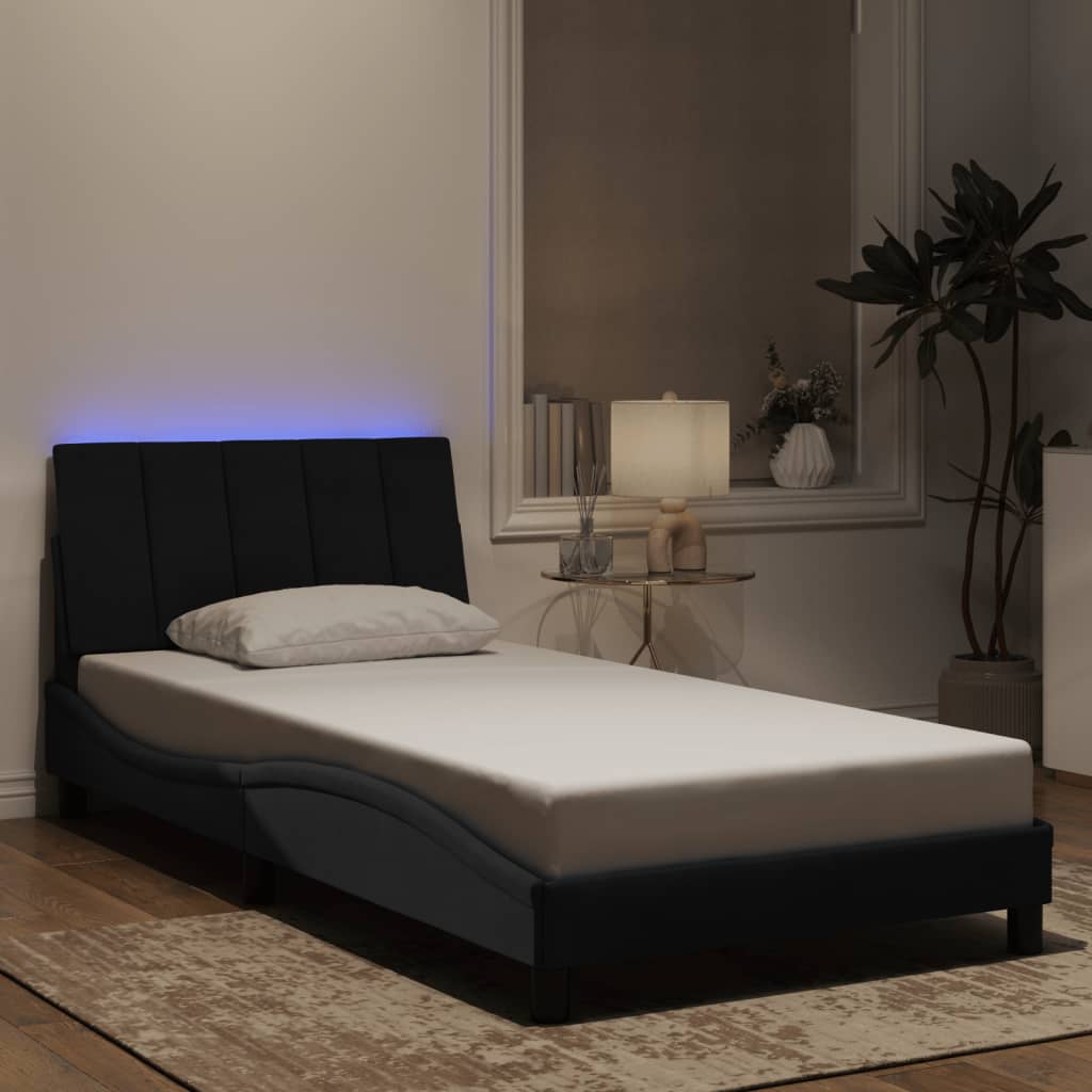 sengeramme med LED uden madras Hanko 100x200 cm velour sort