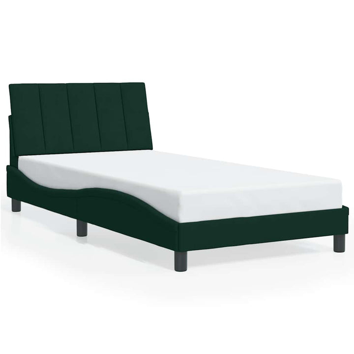 sengeramme med LED uden madras Hanko 100x200 cm velour mørkegrøn