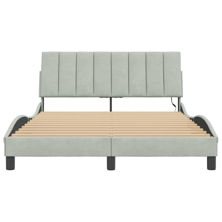 sengeramme med LED uden madras Hanko 120x200 cm velour lysegrå