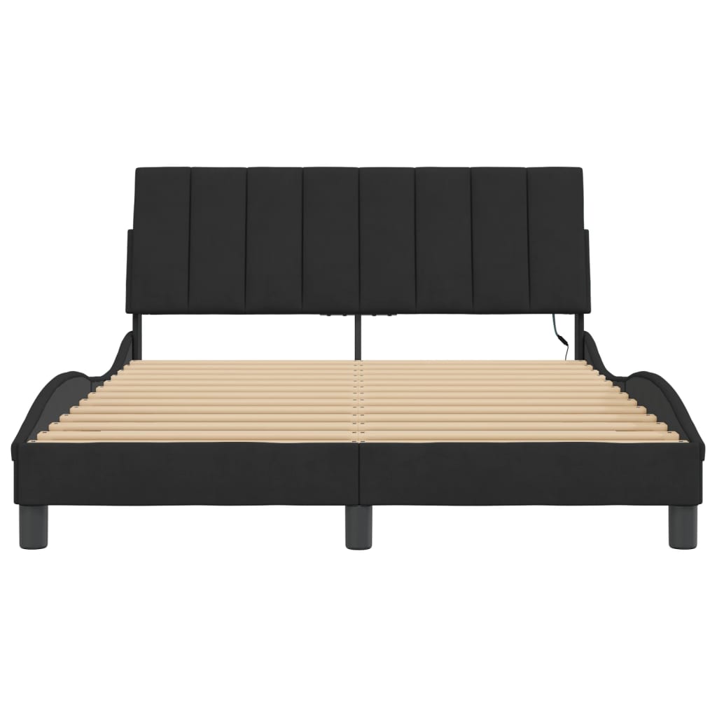 sengeramme med LED uden madras Hanko 120x200 cm velour sort