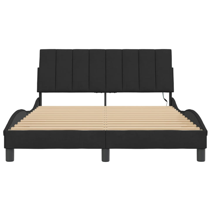 sengeramme med LED uden madras Hanko 120x200 cm velour sort
