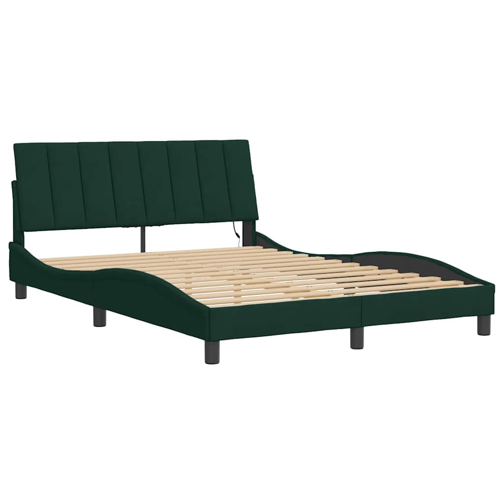 sengeramme med LED uden madras Hanko 120x200 cm velour mørkegrøn