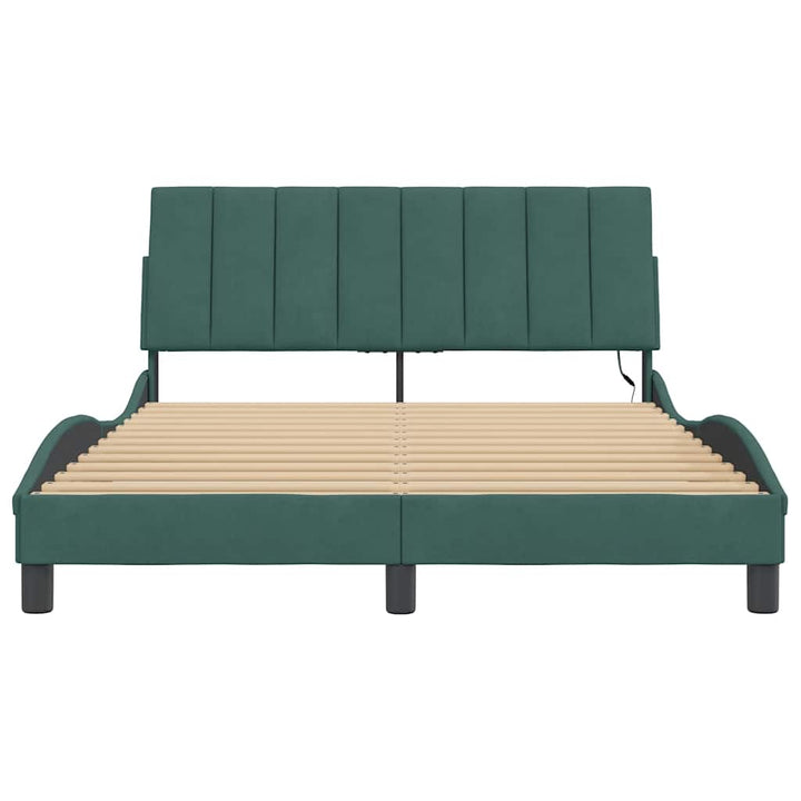 sengeramme med LED uden madras Hanko 120x200 cm velour mørkegrøn