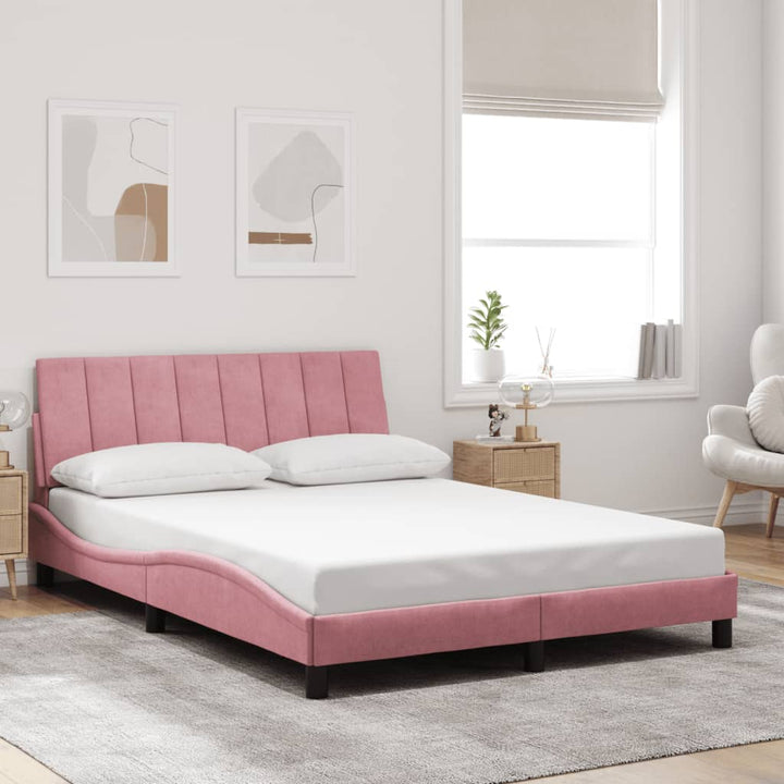 sengeramme med LED uden madras Hanko 120x200 cm velour pink