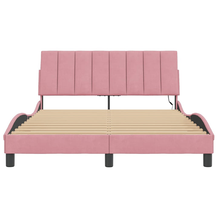 sengeramme med LED uden madras Hanko 120x200 cm velour pink