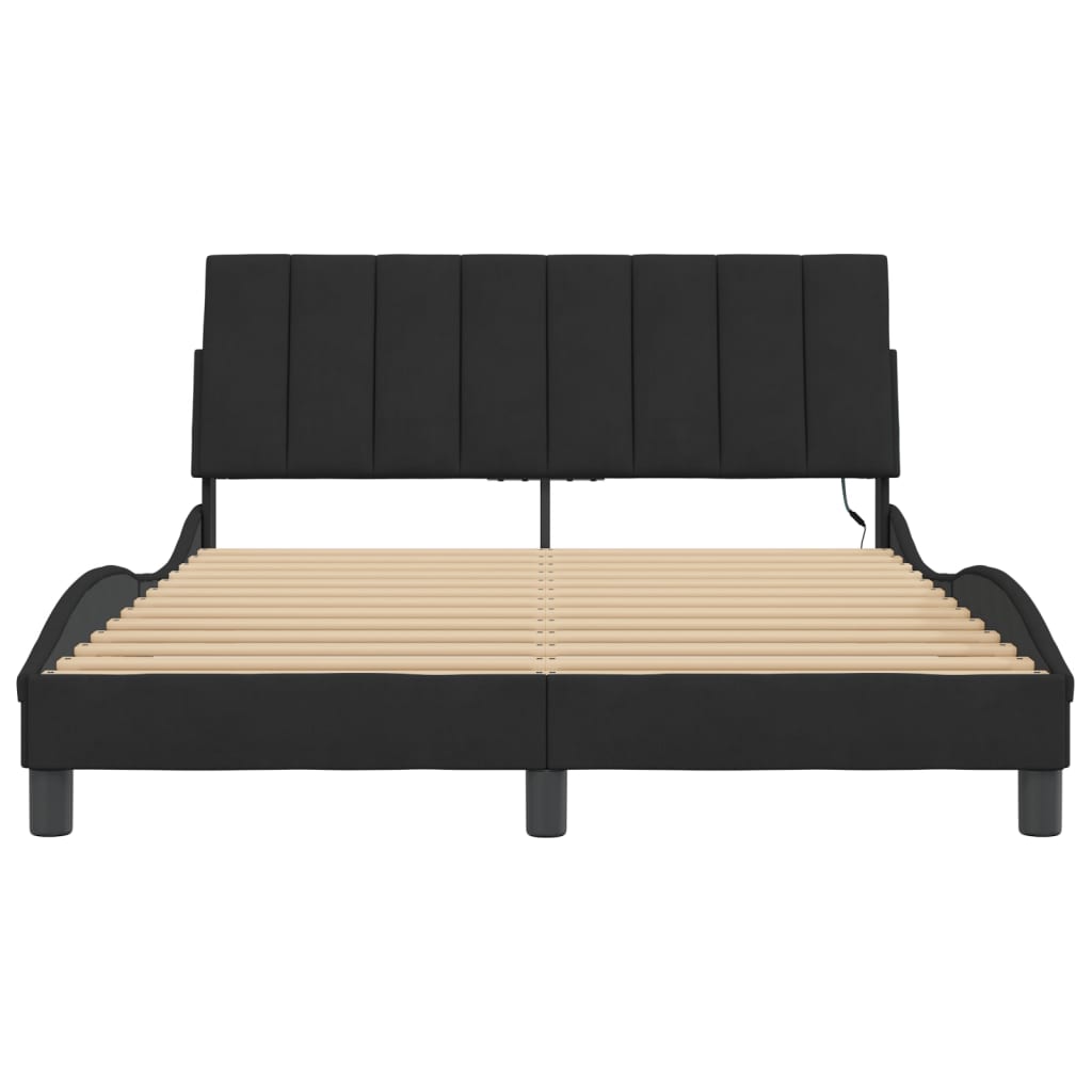 sengeramme med LED uden madras Hanko 140x190 cm velour sort
