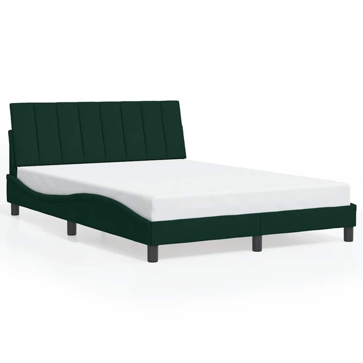 sengeramme med LED uden madras Hanko 140x190 cm velour mørkegrøn