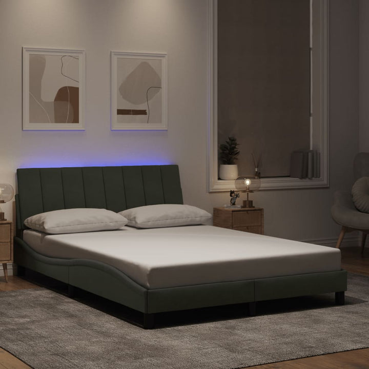 sengeramme med LED uden madras Hanko 140x200 cm fløjl lysegrå