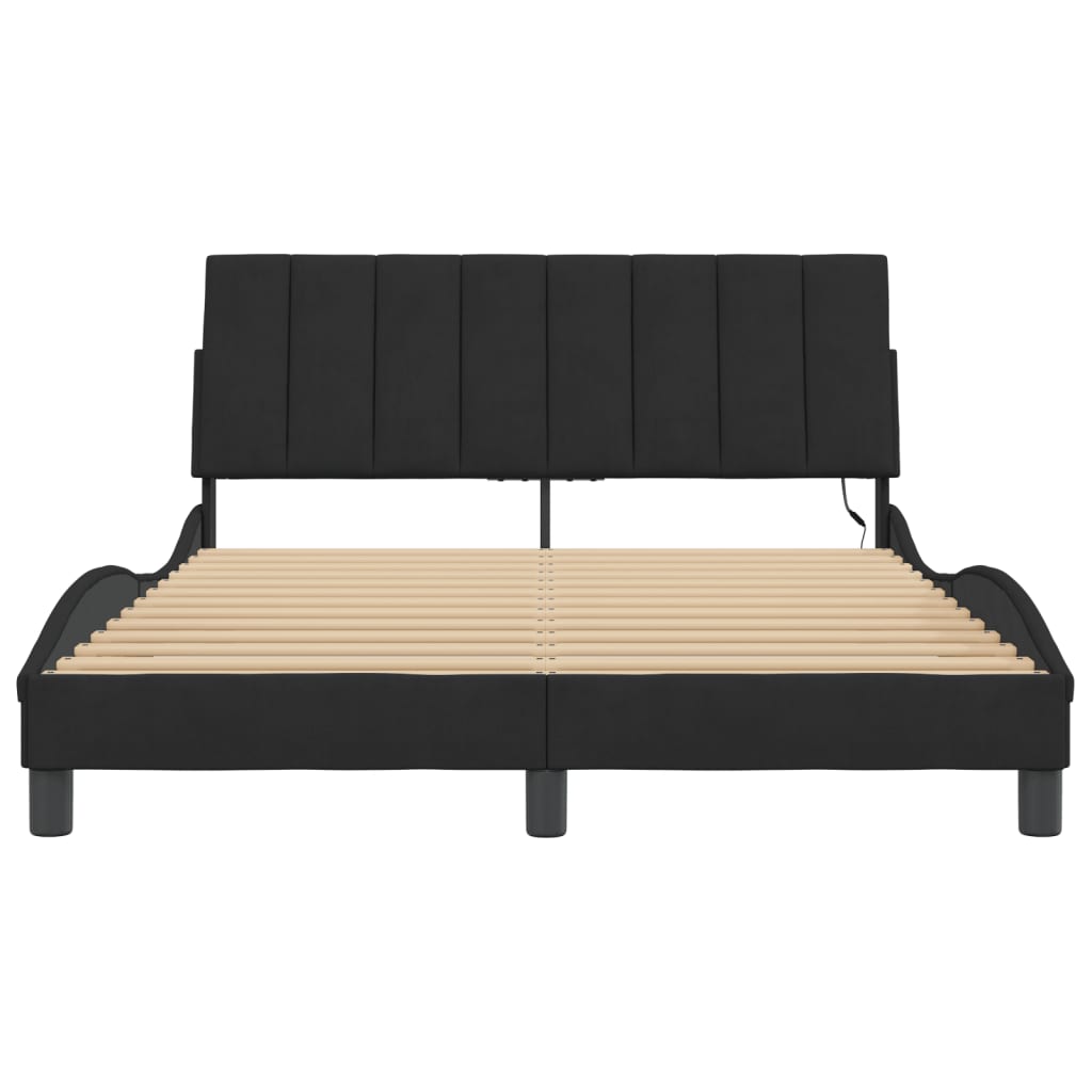 sengeramme med LED uden madras Hanko 140x200 cm velour sort