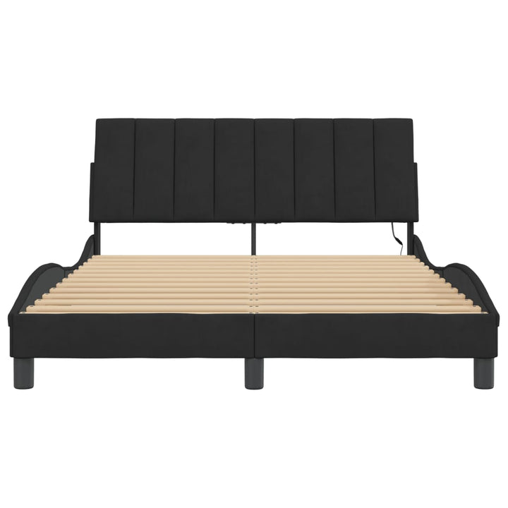 sengeramme med LED uden madras Hanko 140x200 cm velour sort