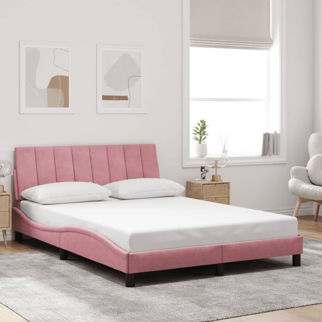 sengeramme med LED uden madras Hanko 140x200 cm velour pink