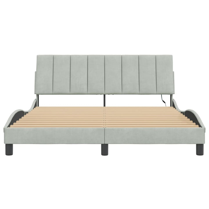 sengeramme med LED uden madras Hanko 160x200 cm velour lysegrå
