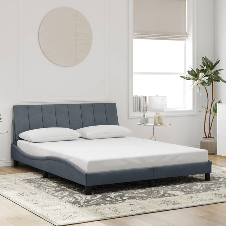 sengeramme med LED uden madras Hanko 160x200 cm velour mørkegrå