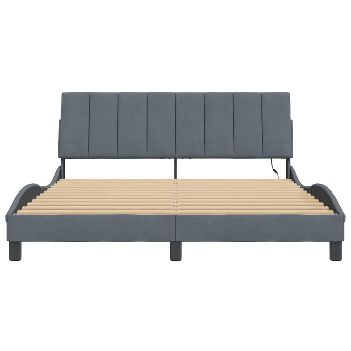 sengeramme med LED uden madras Hanko 160x200 cm velour mørkegrå