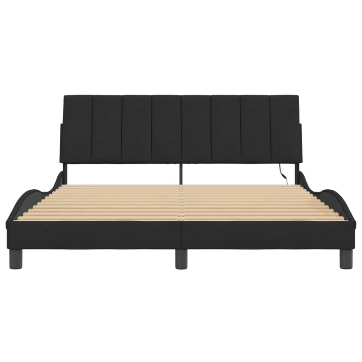 sengeramme med LED uden madras Hanko 160x200 cm velour sort