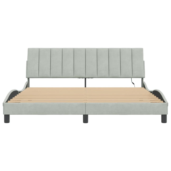 sengeramme med LED uden madras Hanko 180x200 cm velour lysegrå