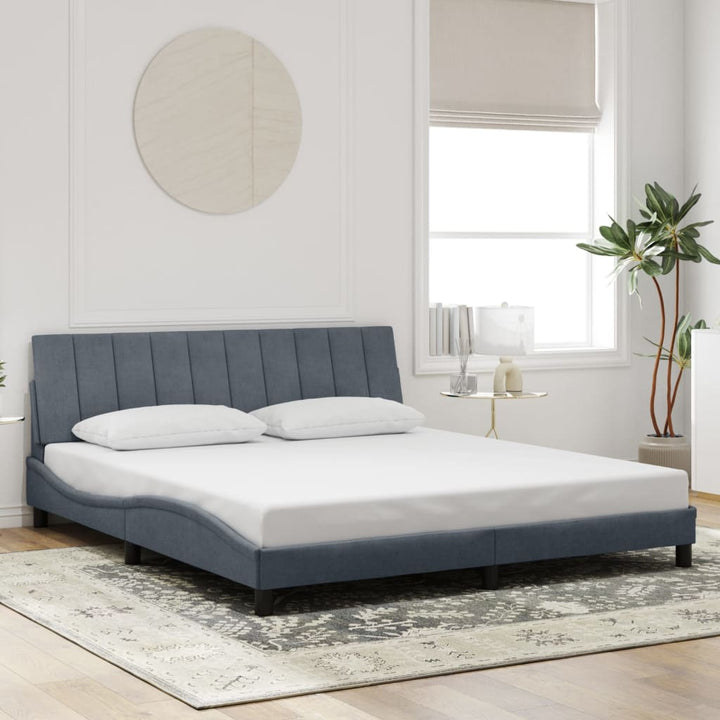 sengeramme med LED uden madras Hanko 148x200 cm velour mørkegrå