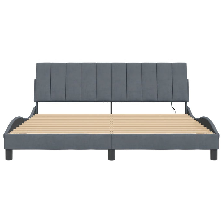 sengeramme med LED uden madras Hanko 148x200 cm velour mørkegrå