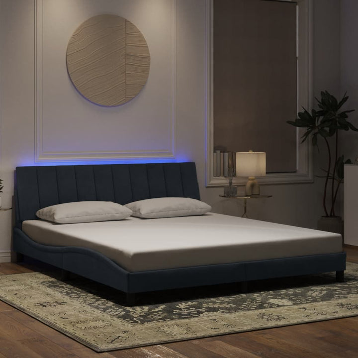 sengeramme med LED uden madras Hanko 148x200 cm velour mørkegrå