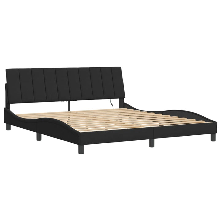 sengeramme med LED uden madras Hanko 180x200 cm velour sort