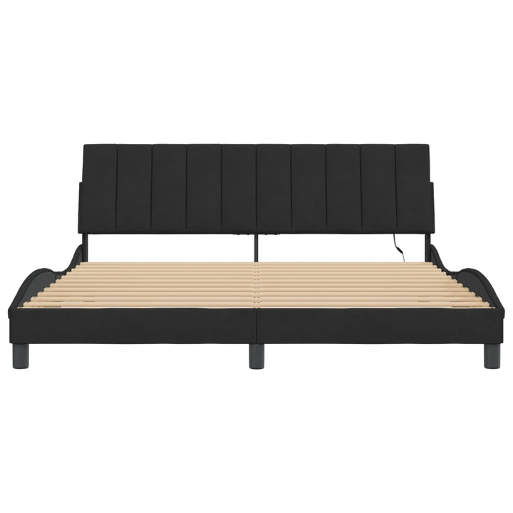 sengeramme med LED uden madras Hanko 180x200 cm velour sort