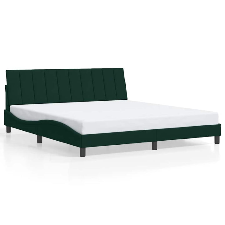 sengeramme med LED uden madras Hanko 180x200 cm velour mørkegrøn